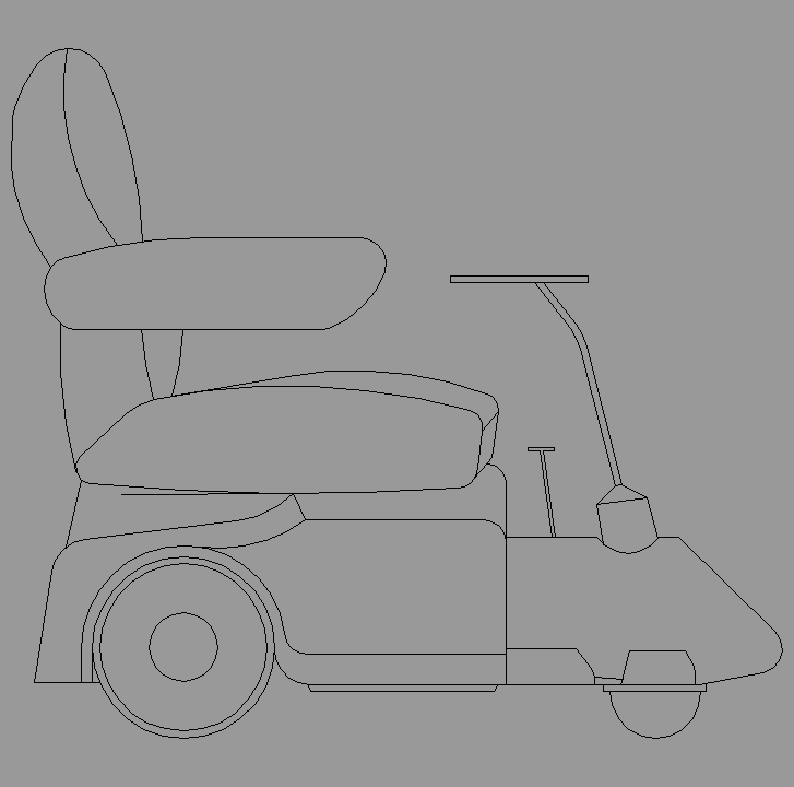 Bloque Autocad Vista en perfil de carrito para minusválidos